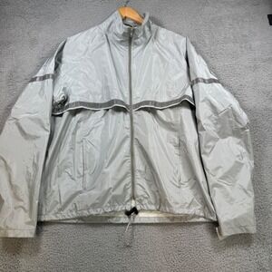 LL Bean Mens XL Gore Tex Nylon Windbreaker Jacket Silver Full Zip